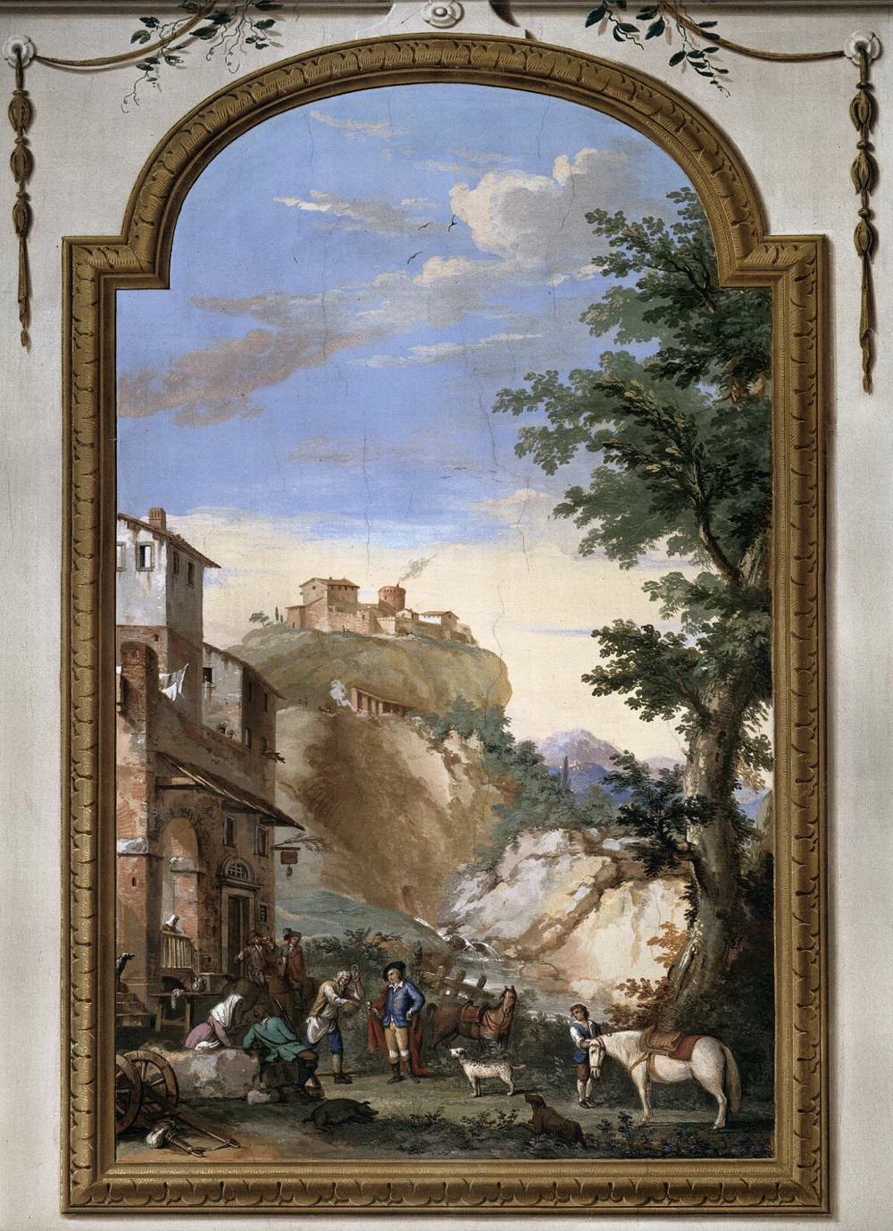 Villa di Poggio Imperiale - Veduta con Nobile davanti a una taverna, Villa Poggio Imperiale, Arcetri, Firenze
